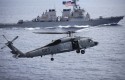 USS McCain (seen in the background) has been deployed to waters near the Korean peninsula / AP