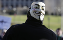 Guy Fawkes mask associated with Anonymous / AP