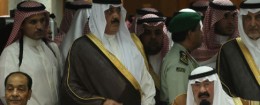 Members of the House of Saud appear with Field Marshal Hussein Tantawi of Egypt at a funeral in 2012. / AP