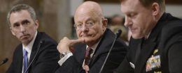 Defense Undersecretary for Intelligence Marcell Lettre, Director of National Intelligence James Clapper, and National Security Agency Director Adm. Michael Rogers testify before the Senate Armed Services Committee