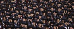 Virginia Military Institute troops march during the Inaugural Parade on Jan. 20