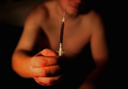 Heroin filled syringe