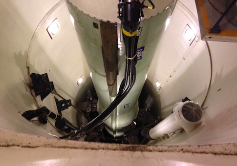 mockup of a Minuteman 3 nuclear missile used for training by missile maintenance crews at F. E. Warren Air Force Base, Wyo.