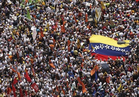 Opposition supporters march protest against Nicolas Maduro's government in Caracas