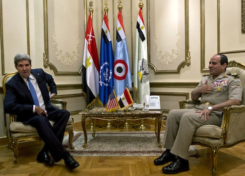 U.S. Secretary of State John Kerry, meets with Egyptian Gen. Abdel Fattah el-Sissi