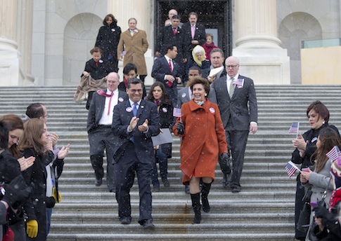 House Minority Leader Nancy Pelosi and other House Democrats