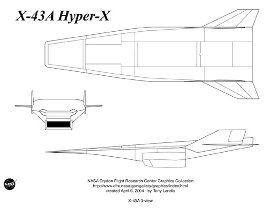 Pentagon-NASA X-43 hypersonic scramjet powered vehicle NASA