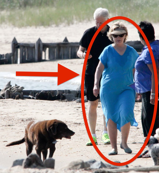 elderly homeowner Hillary Clinton appearing to walk unassisted on a beach i...
