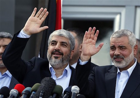 Hamas chief Khaled Mashaal and Hamas Prime Minister Ismail Haniyeh