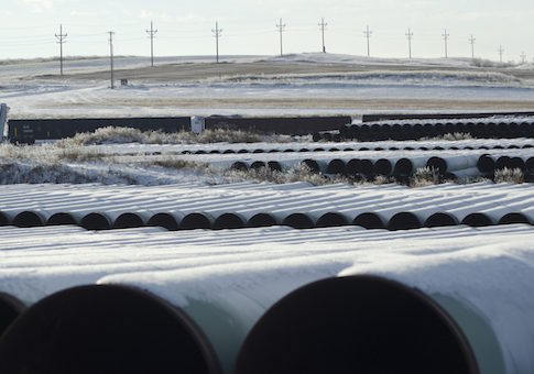 A depot used to store pipes for Transcanada Corp's planned Keystone XL oil pipeline is seen in Gascoyne, North Dakota, in this file photo taken November 14, 2014
