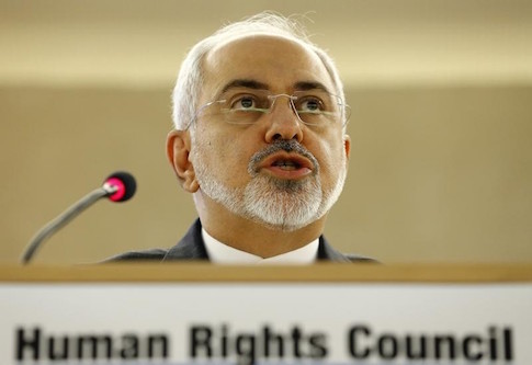 Iranian Foreign Minister Mohammad Javad Zarif addresses the 28th Session of the Human Rights Council at the United Nations in Geneva March 2