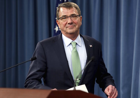 U.S. Defense Secretary Ash Carter arrives to make a personnel announcement in the Pentagon