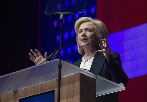 U.S. Democratic presidential candidate and former Secretary of State Hillary Clinton speaks at the National Association of Latino Elected and Appointed Officials (NALEO) convention in Las Vegas