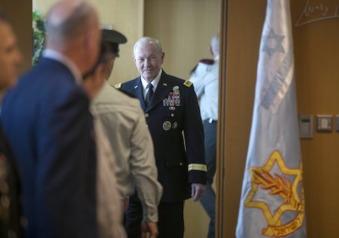 General Martin E. Dempsey arrives to deliver a statement in Tel Aviv