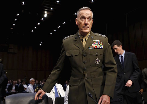 Marine Corps Gen. Dunford arrives at the Senate Armed Services committee nomination hearing to be chairman of the Joint Chiefs of Staff on Capitol Hill in Washington