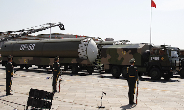 DF-5B missiles are presented during a military parade to commemorate the 70th anniversary of the end of World War II in Beijing Thursday Sept. 3, 2015 / AP