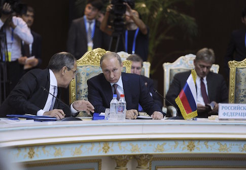 Putin and Lavrov attend a session of the Collective Security Treaty Organization in Dushanbe