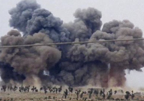 Smoke rises after Russian airstrikes in Syria