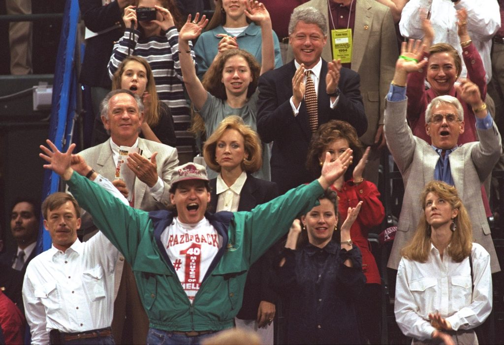 Roger at an Arkansas-Michigan game in '94