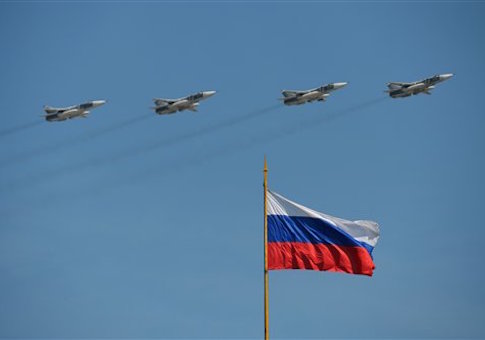 Su-24M frontline bombers take part in the military parade in Moscow