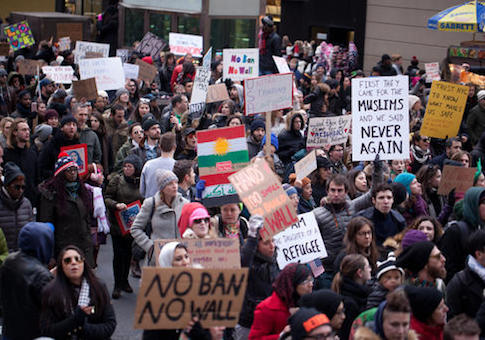 Demonstrators protest President Trump's immigration policy