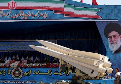 An Iranian military truck carries a US made Hawk air defence missile system from the Shah era during a parade on the occasion of the country's Army Day, on April 18