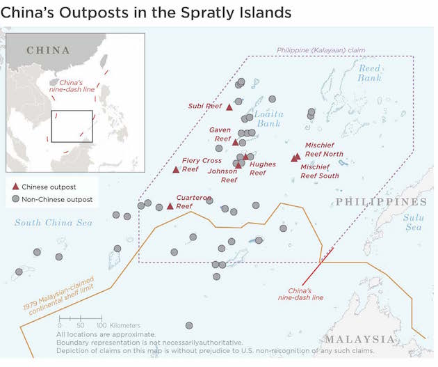 China outposts in Spratlys