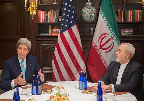 US Secretary of State John Kerry meets with Iran's Foreign Minister Mohammad Javad Zarif on April 22, 2016