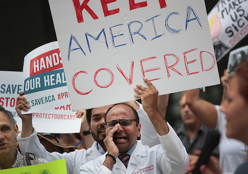 Demonstrators protest changes to the Affordable Care Act