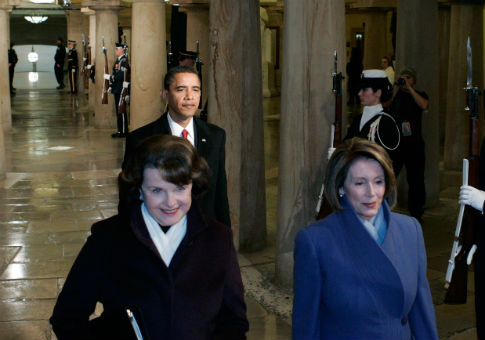 Pelosi and Feinstein at Barack Obama's inauguration