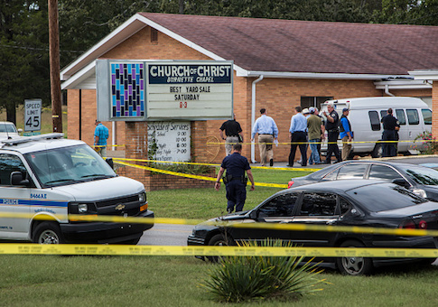 Law enforcement continues their investigation around the Burnette Chapel Church of Christ on September 24 in Antioch, Tennessee