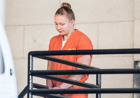 Reality Winner exits the Augusta Courthouse June 8, 2017 / Getty Images