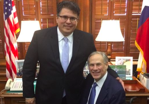 Texas Secretary of State Rolando Pablos with Texas Governor Greg Abbott / Facebook