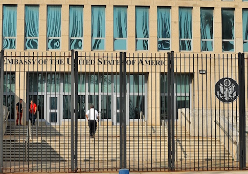 View of the US Embassy in Havana