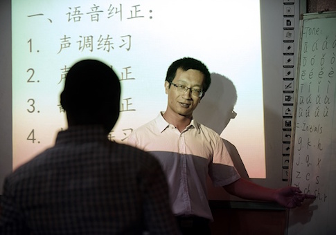 Chinese language teacher Fu Yongsheng at the Confucius Institute at the University of Lagos