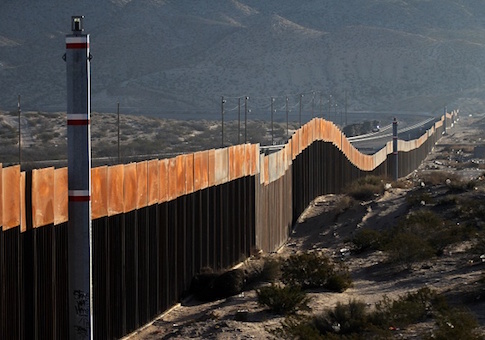 A view of the border wall between Mexico and the United States