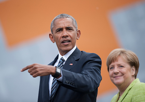 German Chancellor Angela Merkel and former President Barack Obama