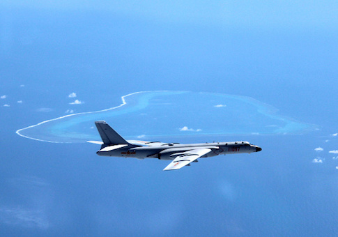 Chinese H-6K bomber patrolling islands and reefs including Huangyan Island in the South China Sea