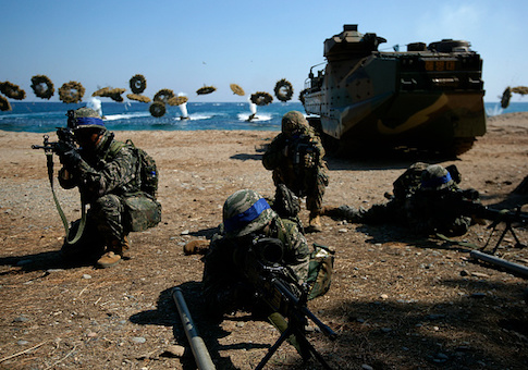U.S. Marines deployed from Okinawa, Japan participate in the U.S. and South Korean Marines joint landing operation at Pohang in South Korea