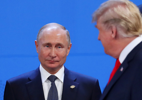 U.S. President Donald Trump and Russia's President Vladimir Putin are seen during the G20 leaders summit in Buenos Aires