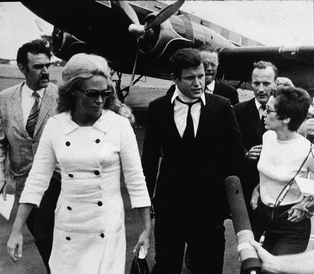 Ted and Joan Kennedy returning from the funeral of Mary Jo Kopechne. 