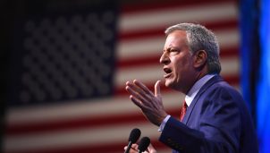 Democratic 2020 U.S. presidential candidate and New York Mayor Bill de Blasio