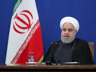 Iranian President Hassan Rouhani speaks during press conference in Tehran