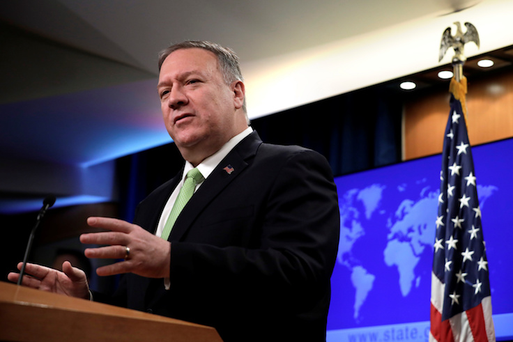 Secretary of State Pompeo makes a statement to the press in Washington