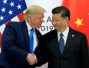 FILE PHOTO: Trump meets Xi at the G20 leaders summit in Osaka, Japan
