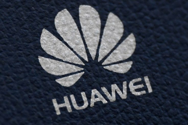 The Huawei logo is seen on a communications device in London, Britain