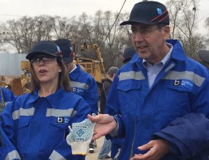 Evelyn Farkas and the Atlantic Council's John Herbst wearing Burisma-branded clothing / Twitter