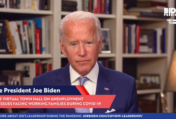 Presidential Candidate Joe Biden Holds Virtual Town Hall To Hear Coronavirus Concerns