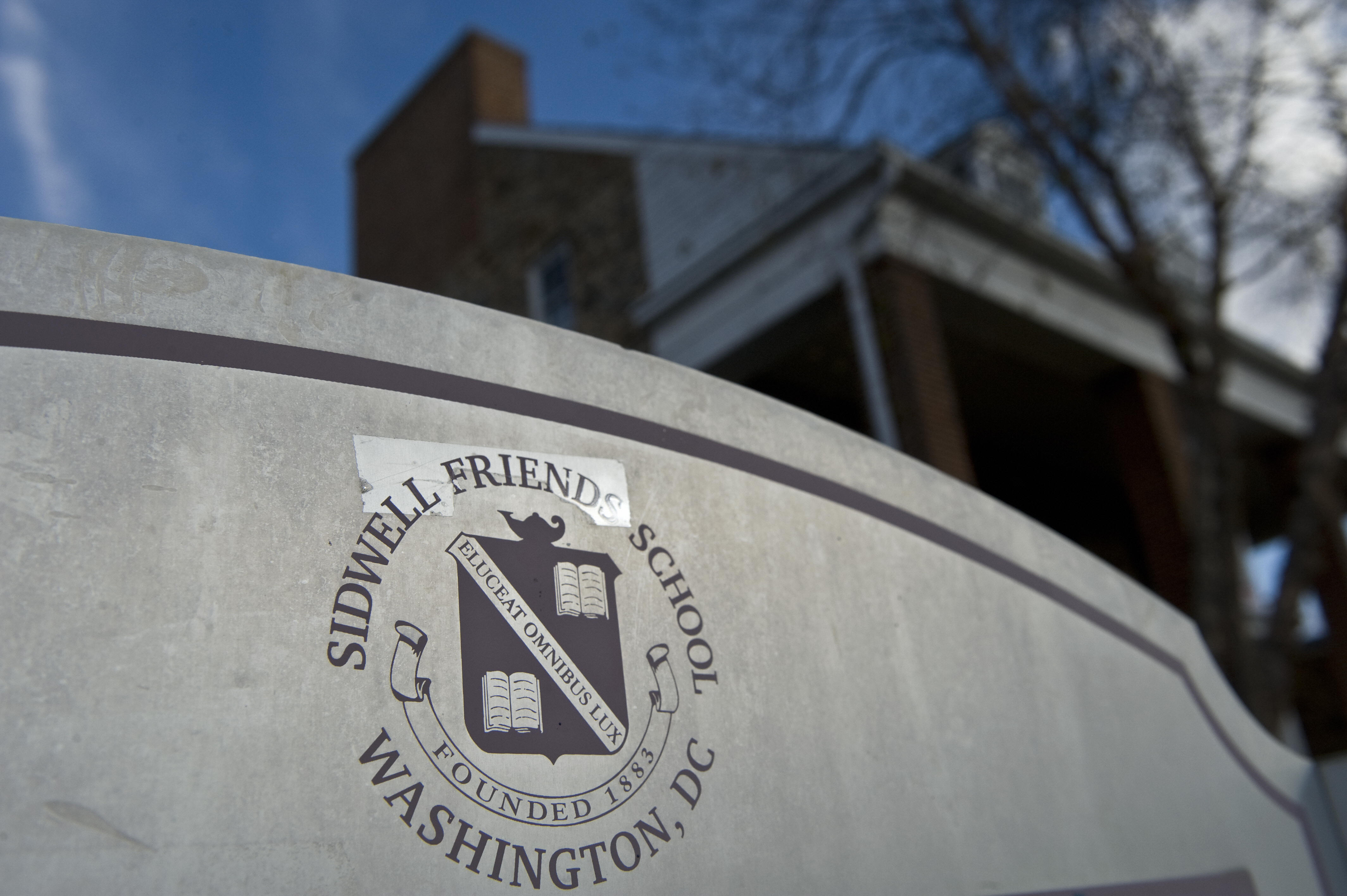 A sign is seen at the Washington Sidwell campus