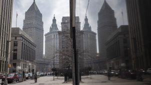 A view of lower Manhattan and it's courthouses